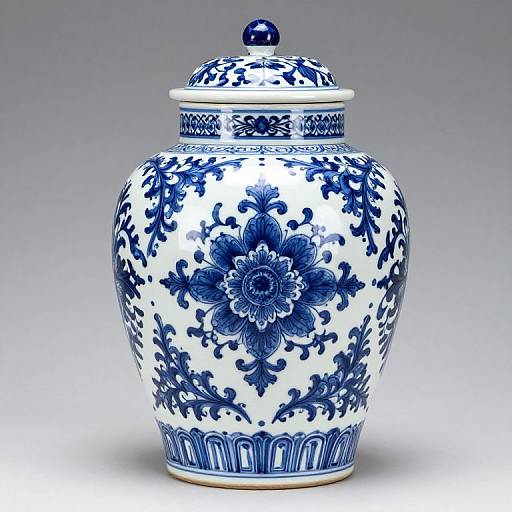 Grand Blue and White Oriental Jar