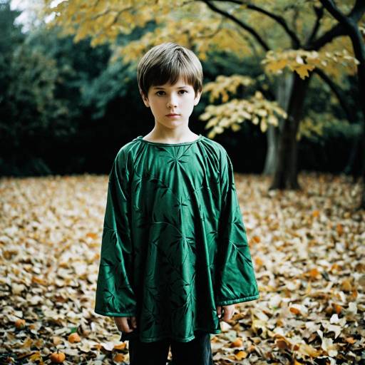 Boy in Green Halloween Tunic Costume