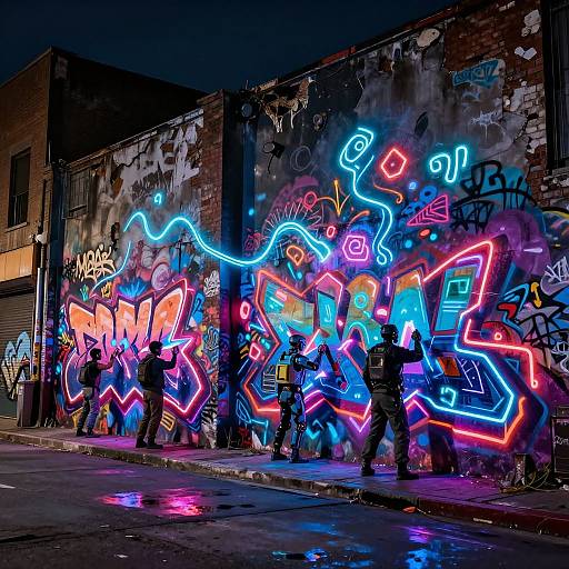 Neon AI Graffiti Street Scene
