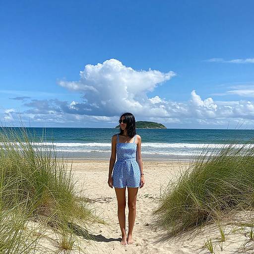 Graceful Woman on Sunny Beach