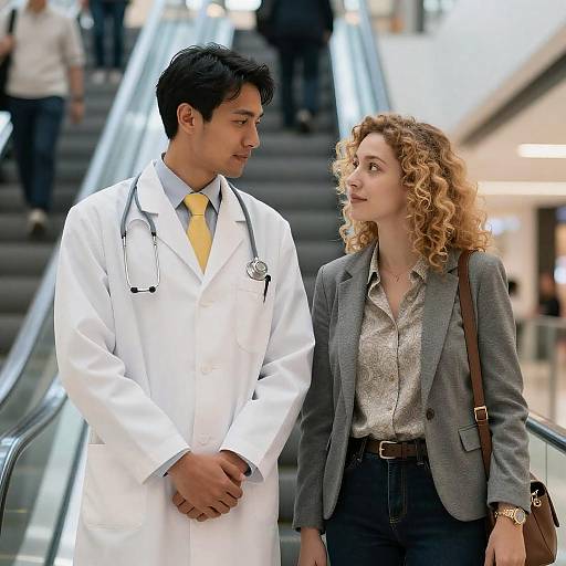 Candid Moment on a Mall Escalator