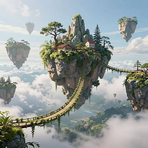 Floating Magical Islands Landscape