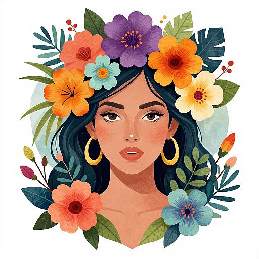 Vibrant Nature Woman Illustration