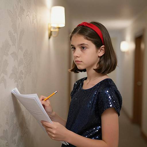 Young Girl in Stylish Sequined Outfit