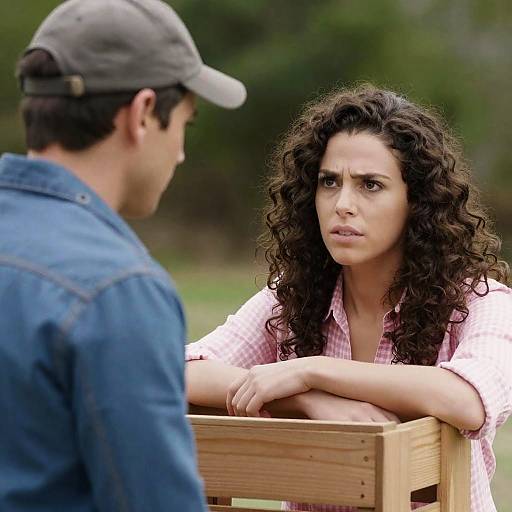 Man and Woman Having an Intense Conversation Outdoors