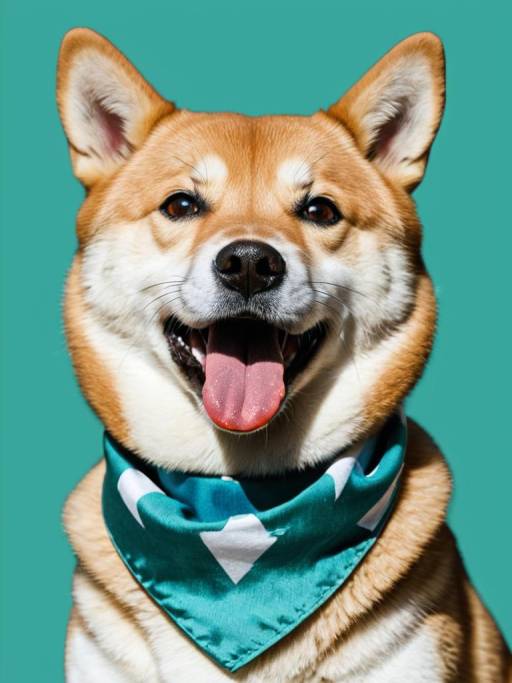 Shiba Inu Dog with Blue Neckerchief