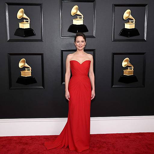 Elegant Red Gown at GRAMMY Awards