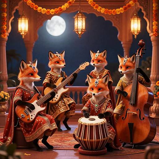 Moonlit Palace Foxes Bollywood Rock Band