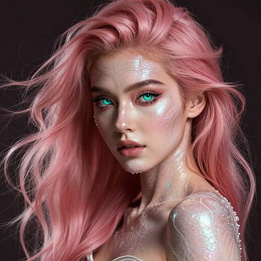 Opalescent Veined Woman, Rose Pink Hair