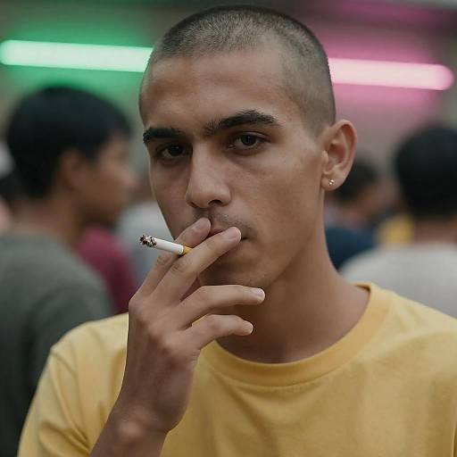 Neon Portrait of a Young Man