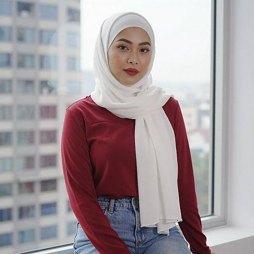 Stylish Asian Woman by Window