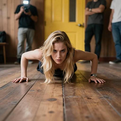 Dramatic Floor Perspective of Blonde Woman