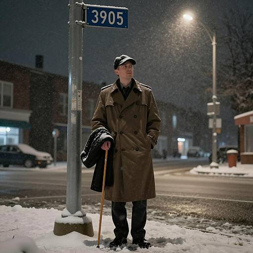 Cinematic Night Scene with a Man