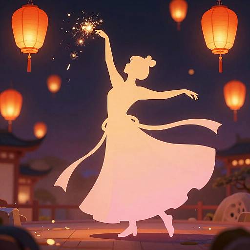 Enchanted Dancer Silhouette with Lanterns