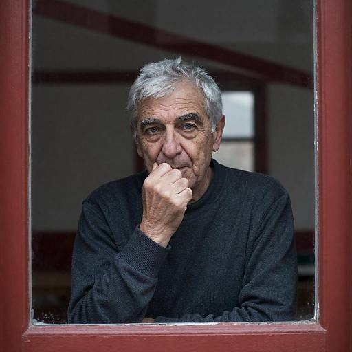 Contemplative Elder by Red Window