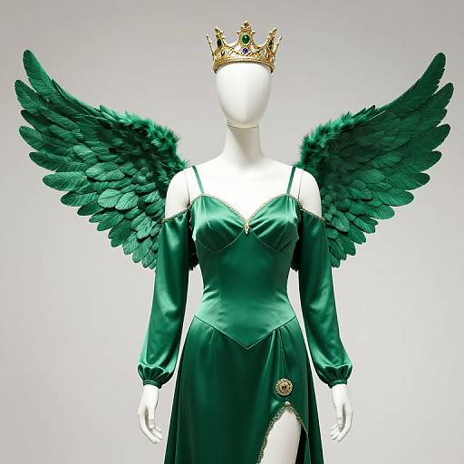 Mannequin with Green Outfit and Wings