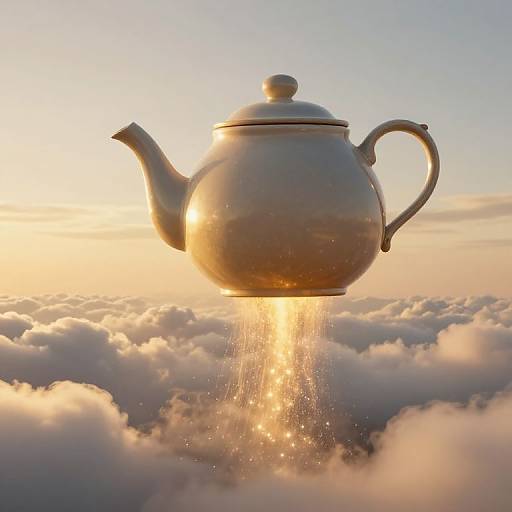 Levitating Colossal Teapot in Fantasy Sky