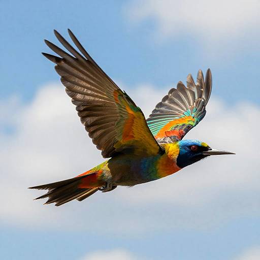 Colorful Tropical Birds in Flight