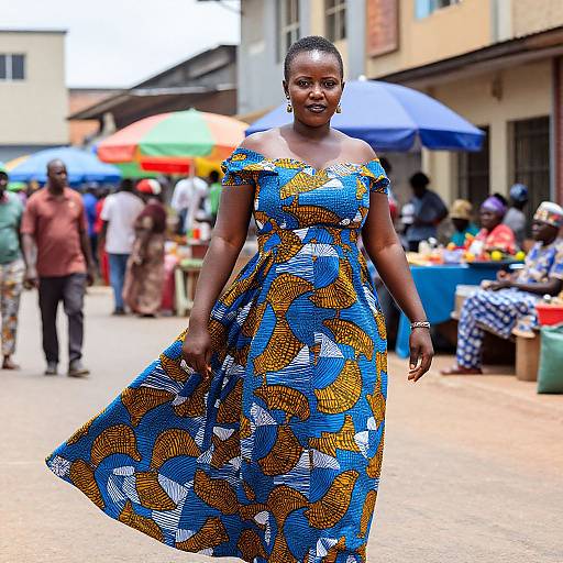 Confident Kenyan Woman in Ankara Dress