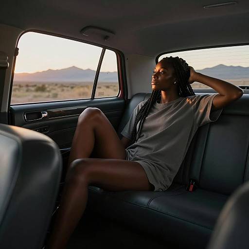 Moody Vintage Taxi Scene with Woman