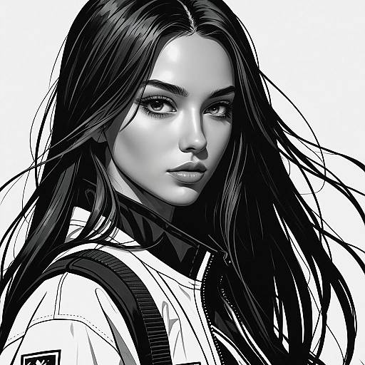 Monochromatic Portrait of Woman in Futuristic Streetwear