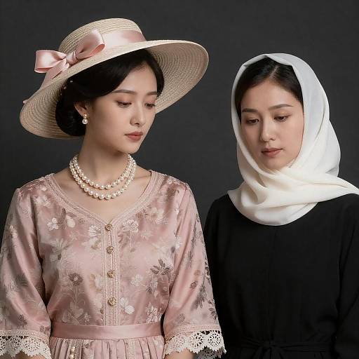 Portrait of Two Women in Traditional and Modern Attire