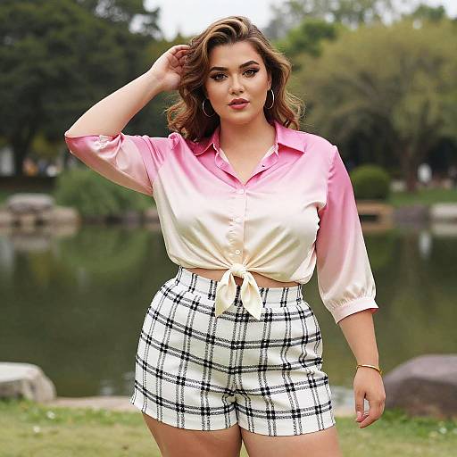 Plus-Size Woman in Chic Manga Style