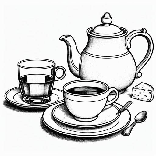 Teapot and Wine Glass Coloring Page