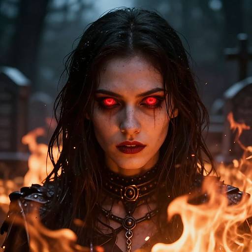 Neon-Eyed Flame Guardian Portrait