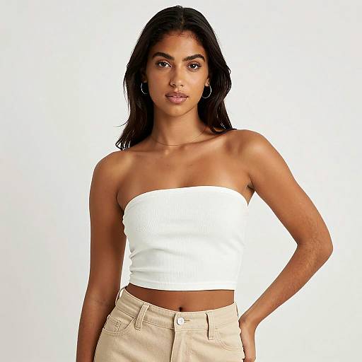 Stylish Portrait of Young Woman in Beige