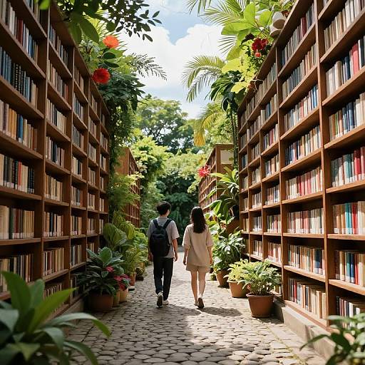 Ethereal Library Walk Amidst Nature