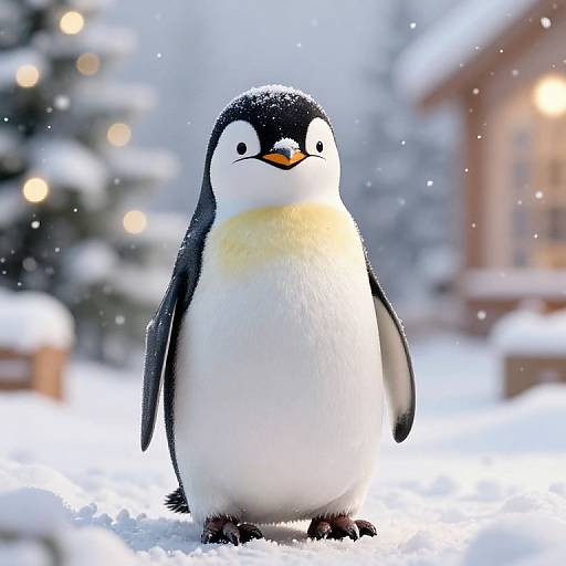 Cozy Penguin in Winter Wonderland