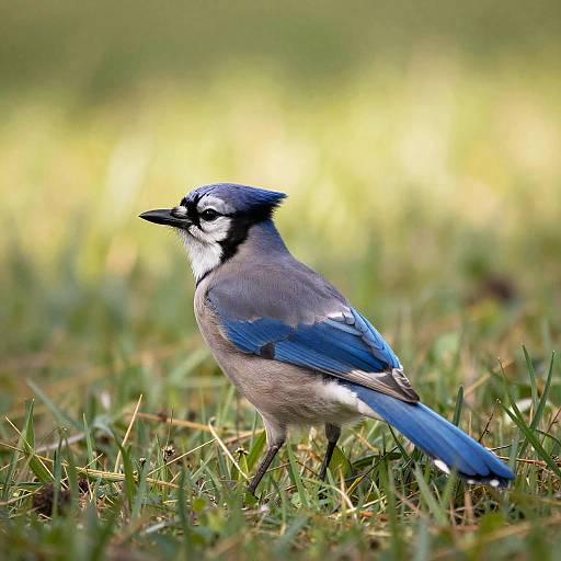 Gray Blue Jay in Sunny Meadow