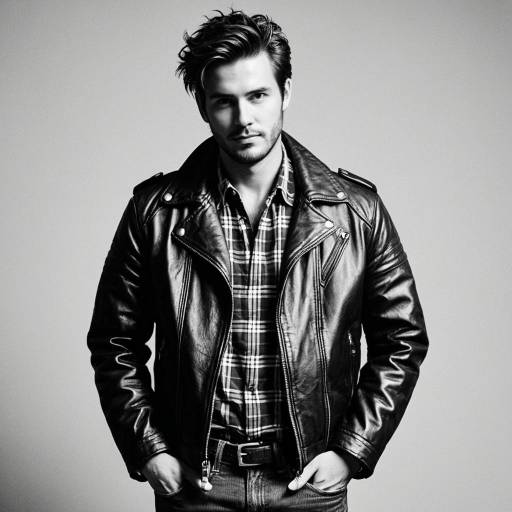 Vintage Style Man in Leather Jacket