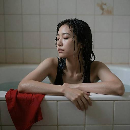 Moody Bathing Beauty in Grimy Setting