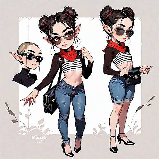 Parisian Café Anime Girl in Breton