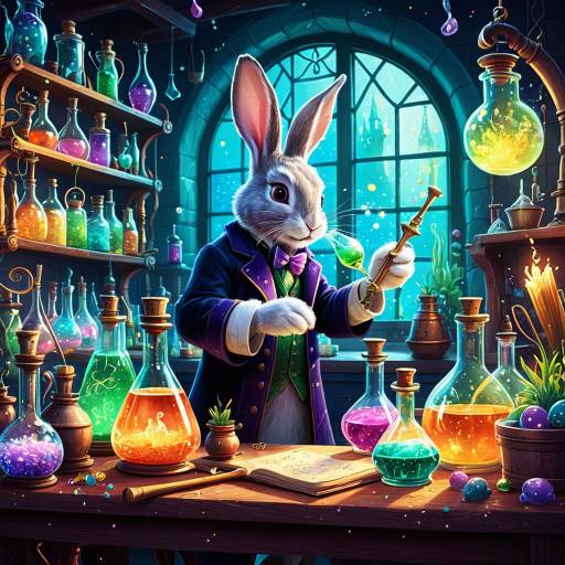 Alchemist Rabbit in Whimsical Laboratory