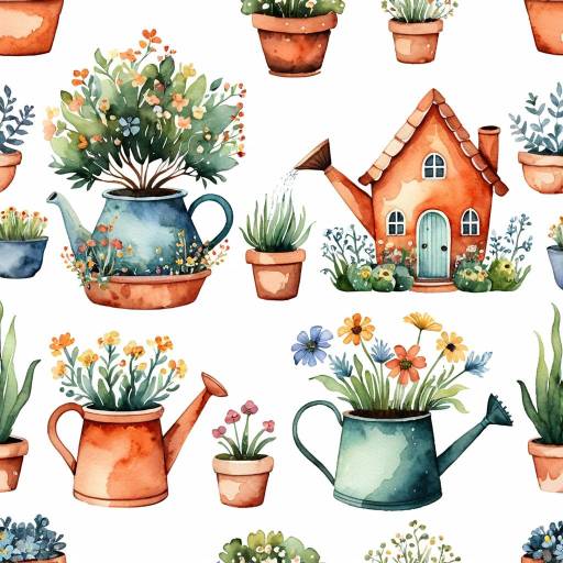 Watercolor Fantastical Garden Sprites Pattern