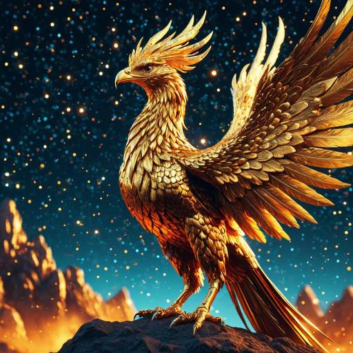 Golden Phoenix in Celestial Night