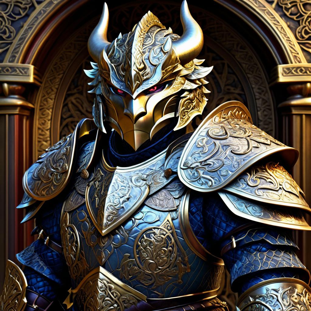 Fierce Dragonborn Warrior in Ornate Armor