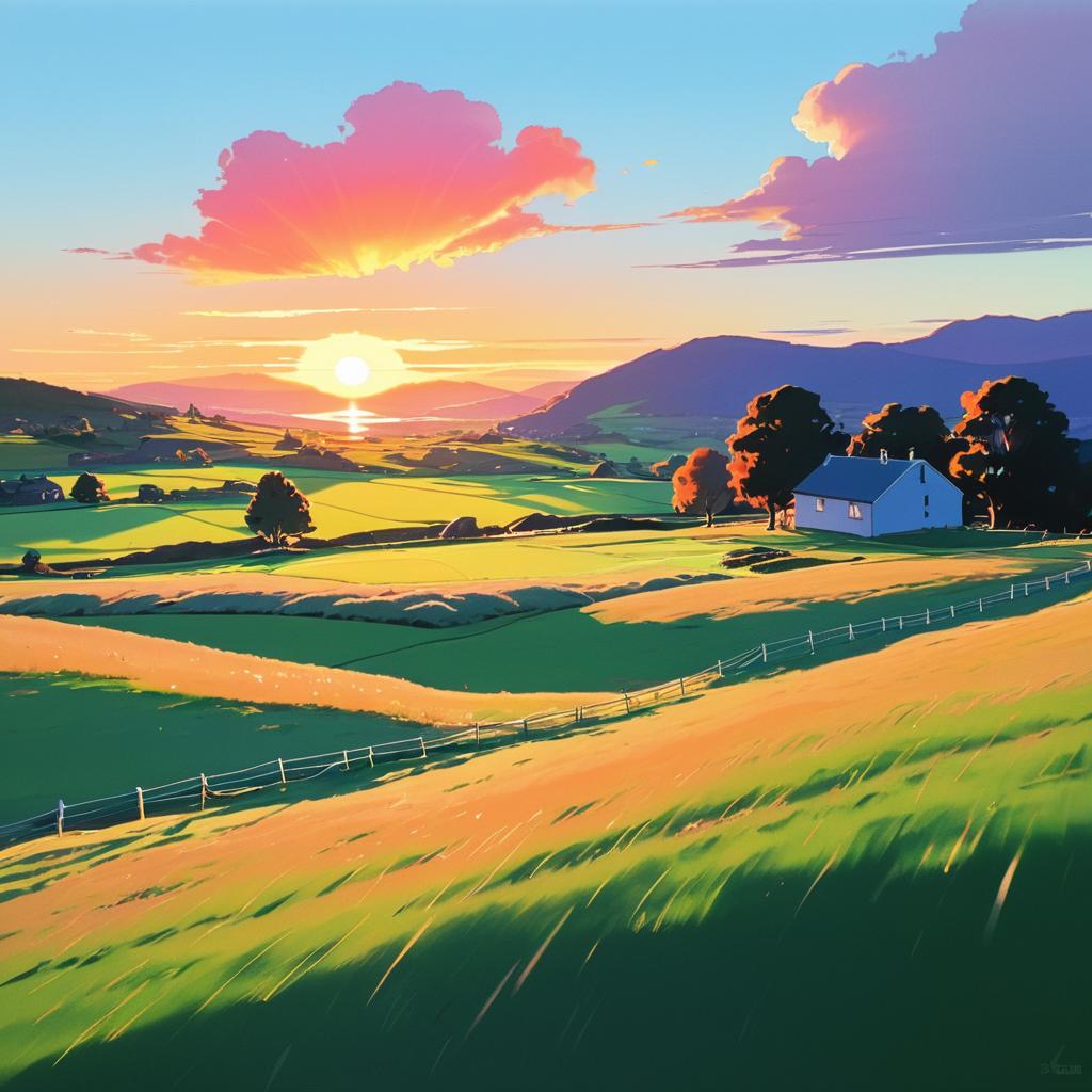 Wholesome Scottish Highlands Sunset Animation