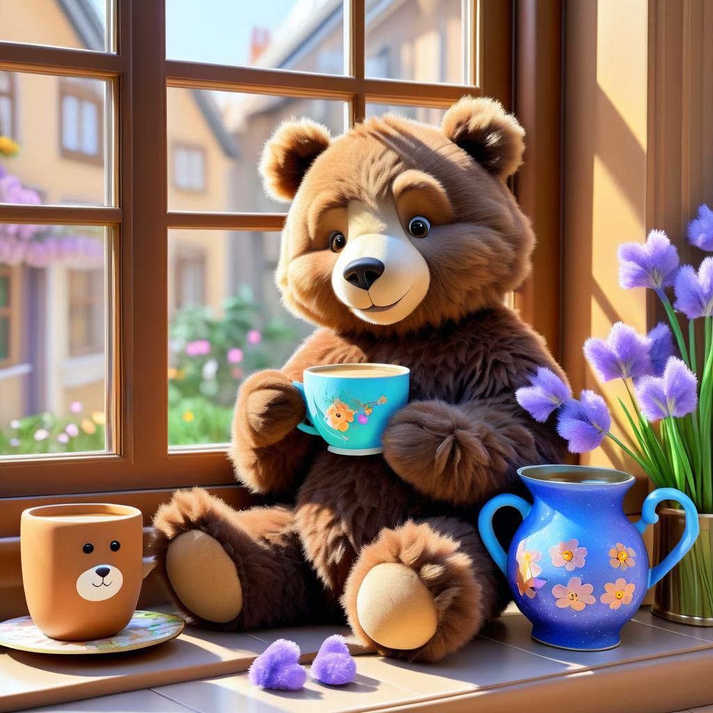 Cozy Cartoon Bear with Chai