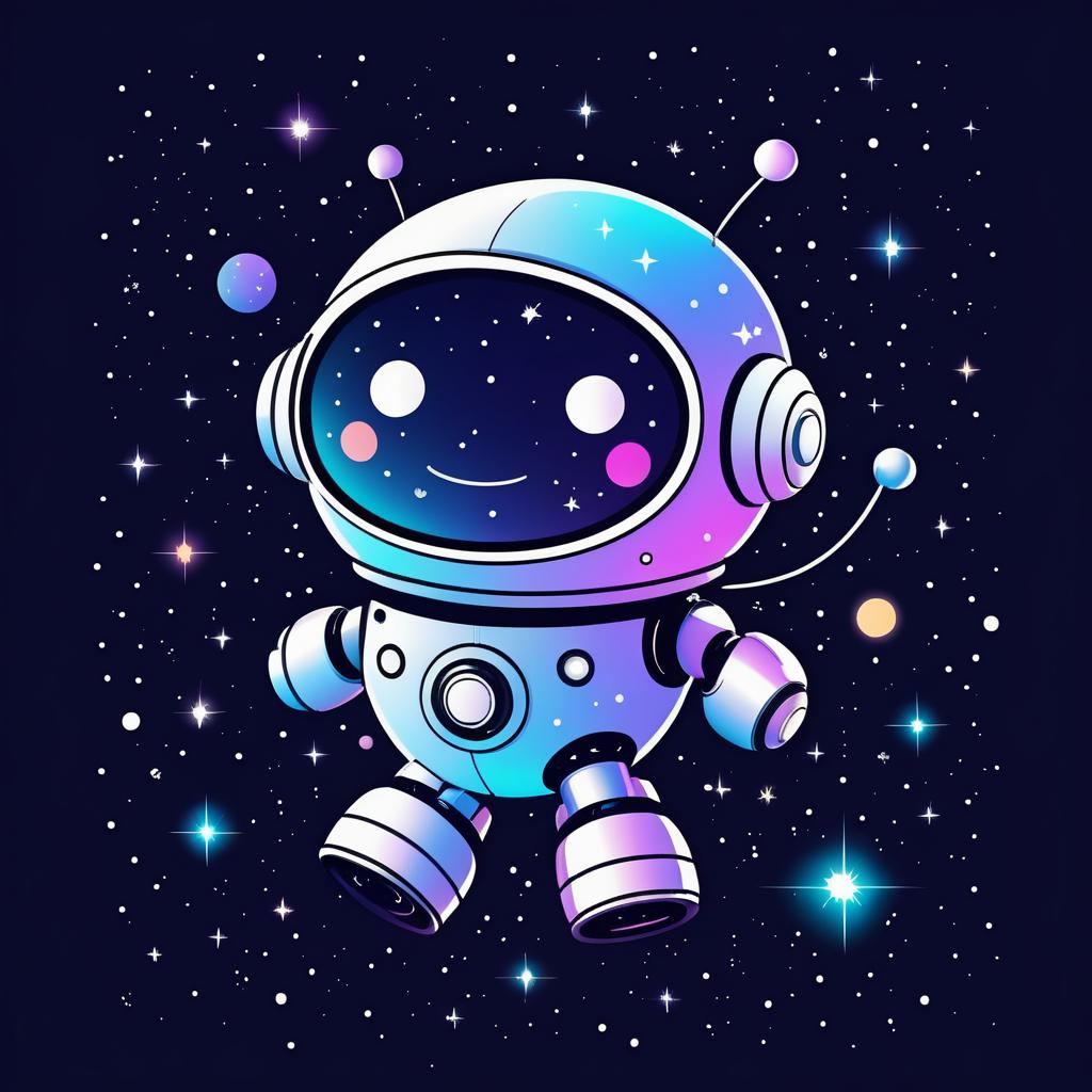 Cute Minimalist Robot in Space