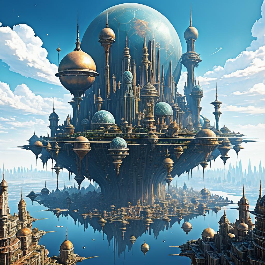 Epic Floating City in Post-Apocalyptic Sky