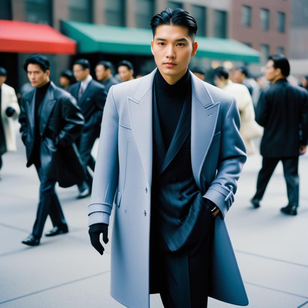 Elegant Asian Man in 1992 Fashion Scene