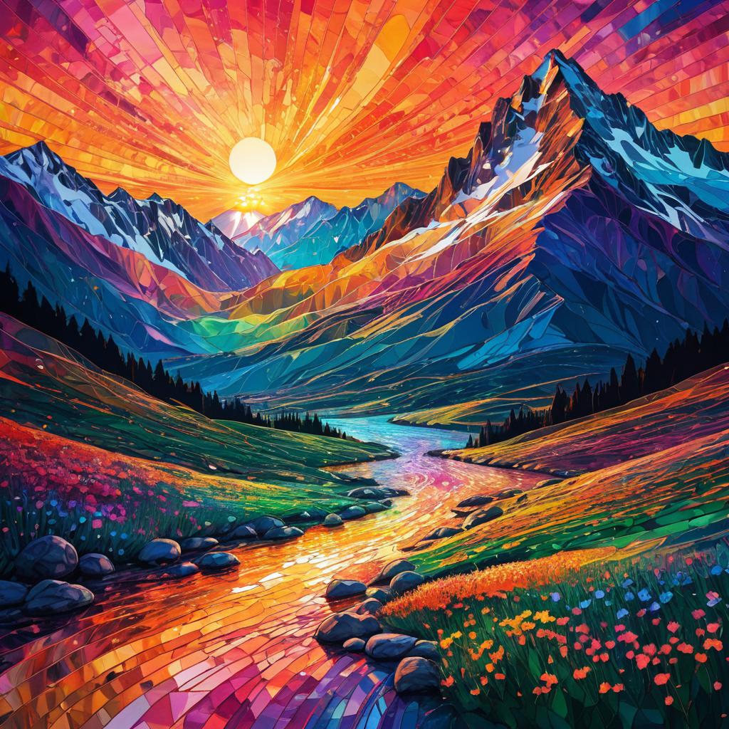 Cinematic Colorful Sunset Over Mountains