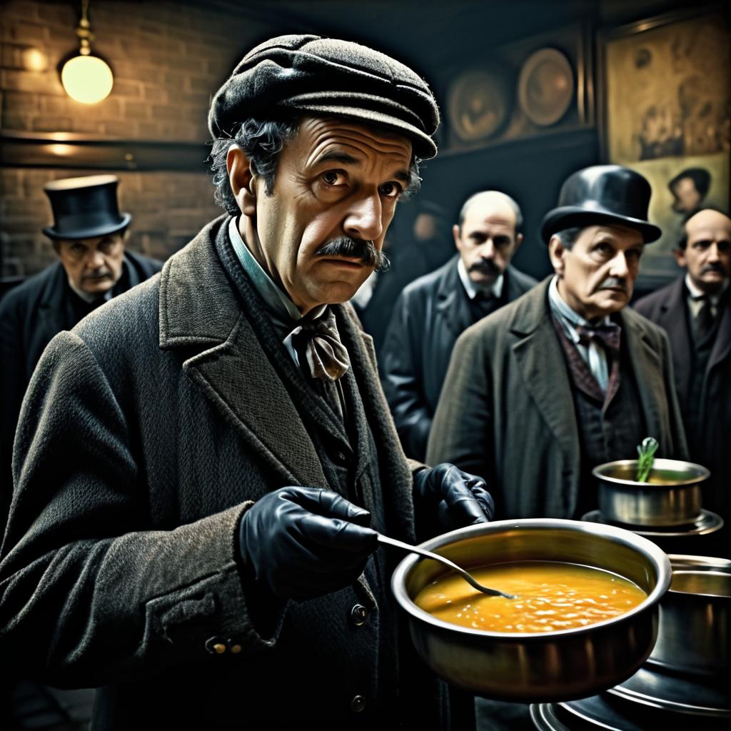 Surreal Sherlock Holmes in Soup Line