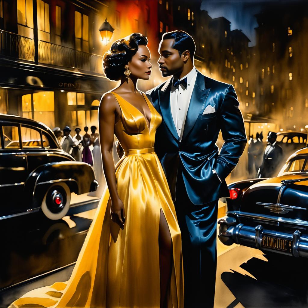 Elegant Harlem Night in Vivid Watercolors