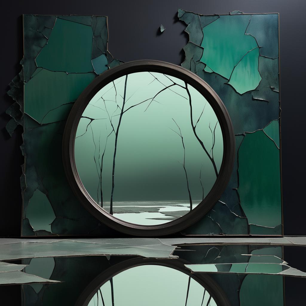 Surreal Melancholy: A Cracked Reflection