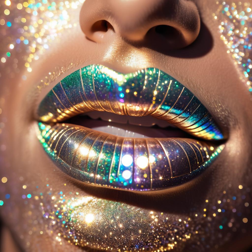 Glamorous Close-Up of Glittery Lips